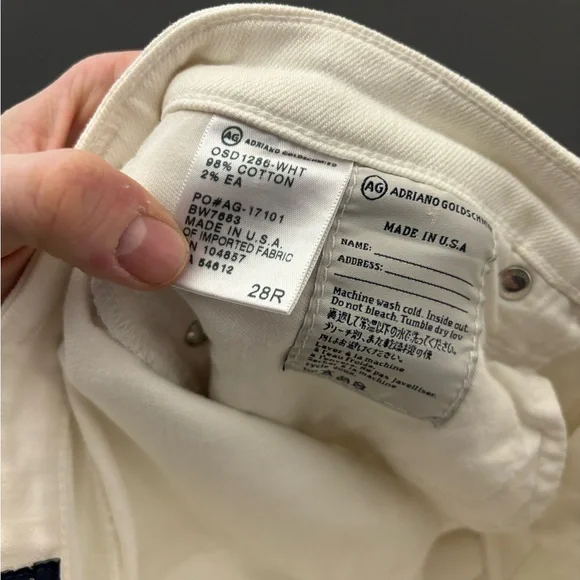 Ag Adriano Goldschmied The Stevie Slim Straight White Jeans Size 28 - Picture 6 of 6